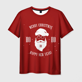 Мужская футболка 3D с принтом Дед мороз ХИПСТЕР (Арт 1) , 100% полиэфир | прямой крой, круглый вырез горловины, длина до линии бедер | дед мороз | новый год | новый год 2022 | праздники | рождество | с новым годом | санта клаус