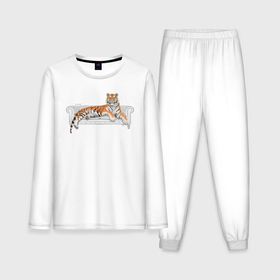 Мужская пижама хлопок (с лонгсливом) с принтом Тигр. Символ Нового 2022 года. в Новосибирске,  |  | животные | звери | новый год | символ 2022 года | тигр | хищники