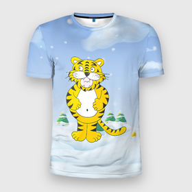 Мужская футболка 3D спортивная с принтом костюм тигра , 100% полиэстер с улучшенными характеристиками | приталенный силуэт, круглая горловина, широкие плечи, сужается к линии бедра | 2022 | год тигра | новый год | новый год 2022 | символ года | тигр | тигренок | тигрица | тигры