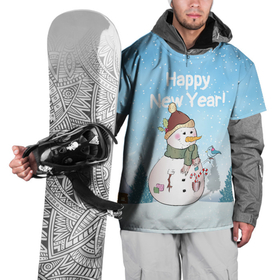 Накидка на куртку 3D с принтом Снеговик во дворе , 100% полиэстер |  | Тематика изображения на принте: 2022 | год тигра | новый год | новый год 2022 | символ года | тигр | тигренок | тигрица | тигры