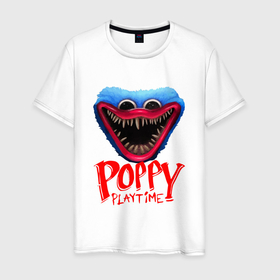 Мужская футболка хлопок с принтом Poppy Playtime Монстр. , 100% хлопок | прямой крой, круглый вырез горловины, длина до линии бедер, слегка спущенное плечо. | 2021 | play | poppy | poppy playtime | poppyplaytime | time | игра | монстр