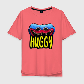 Мужская футболка хлопок Oversize с принтом Poppy Playtime Huggy. в Петрозаводске, 100% хлопок | свободный крой, круглый ворот, “спинка” длиннее передней части | 2021 | play | poppy | poppy playtime | poppyplaytime | time | игра | монстр