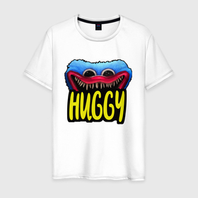 Мужская футболка хлопок с принтом Poppy Playtime Huggy. в Тюмени, 100% хлопок | прямой крой, круглый вырез горловины, длина до линии бедер, слегка спущенное плечо. | 2021 | play | poppy | poppy playtime | poppyplaytime | time | игра | монстр