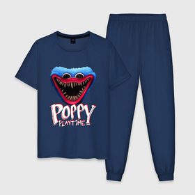 Мужская пижама хлопок с принтом Poppy Playtime Monstr. в Санкт-Петербурге, 100% хлопок | брюки и футболка прямого кроя, без карманов, на брюках мягкая резинка на поясе и по низу штанин
 | 2021 | play | poppy | poppy playtime | poppyplaytime | time | игра | монстр