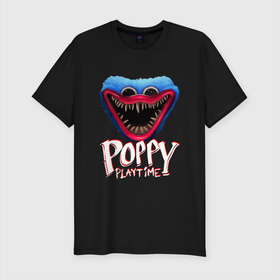 Мужская футболка хлопок Slim с принтом Poppy Playtime Monstr. в Белгороде, 92% хлопок, 8% лайкра | приталенный силуэт, круглый вырез ворота, длина до линии бедра, короткий рукав | 2021 | play | poppy | poppy playtime | poppyplaytime | time | игра | монстр