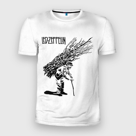 Мужская футболка 3D Slim с принтом Led Zeppelin IV в Белгороде, 100% полиэстер с улучшенными характеристиками | приталенный силуэт, круглая горловина, широкие плечи, сужается к линии бедра | led | led zep | led zeppelin | ledzep | lz | zoso | белая | джимми пейдж | джон генри бонэм | джон пол джонс | зосо | лед зепелен | лед зеппелин | ледзепелен | ледзеппелин | роберт плант | рок группа | четвертый альбом