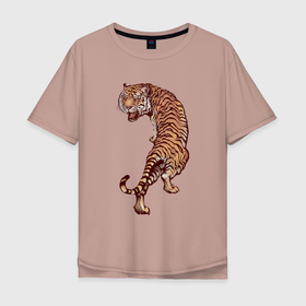 Мужская футболка хлопок Oversize с принтом Год тигра. Во всей красе в Тюмени, 100% хлопок | свободный крой, круглый ворот, “спинка” длиннее передней части | 2022 | год тигра | животное | кот | тигр | хищник