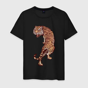 Мужская футболка хлопок с принтом Год тигра. Во всей красе в Тюмени, 100% хлопок | прямой крой, круглый вырез горловины, длина до линии бедер, слегка спущенное плечо. | Тематика изображения на принте: 2022 | год тигра | животное | кот | тигр | хищник