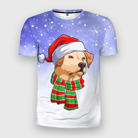 Мужская футболка 3D спортивная с принтом Новогодний Лабрадор   New Years Labrador в Курске, 100% полиэстер с улучшенными характеристиками | приталенный силуэт, круглая горловина, широкие плечи, сужается к линии бедра | christmas | dog | labrador | retriever | santa | дед мороз | зима | лабрадор | новый год | ретривер | рождество | санта | снег | снежинка | собака | собачка | щенок
