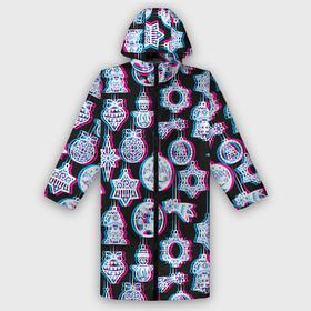 Дождевик унисекс 3D с принтом Новогодний глюк в городе Новоалтайск,  |  | glitch | new year | pattern | глитч | год | игрушки | новый