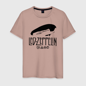 Мужская футболка хлопок с принтом Дирижабль Led Zeppelin с лого участников в Санкт-Петербурге, 100% хлопок | прямой крой, круглый вырез горловины, длина до линии бедер, слегка спущенное плечо. | led | led zep | led zeppelin | ledzep | lz | zoso | джимми пейдж | джон генри бонэм | джон пол джонс | зосо | лед зепелен | лед зеппелин | ледзепелен | ледзеппелин | роберт плант | рок группа