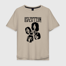 Мужская футболка хлопок Oversize с принтом Участники группы Led Zeppelin в Санкт-Петербурге, 100% хлопок | свободный крой, круглый ворот, “спинка” длиннее передней части | led | led zep | led zeppelin | ledzep | lz | zoso | джимми пейдж | джон генри бонэм | джон пол джонс | зосо | лед зепелен | лед зеппелин | ледзепелен | ледзеппелин | роберт плант | рок группа