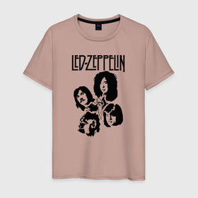 Мужская футболка хлопок с принтом Участники группы Led Zeppelin в Кировске, 100% хлопок | прямой крой, круглый вырез горловины, длина до линии бедер, слегка спущенное плечо. | led | led zep | led zeppelin | ledzep | lz | zoso | джимми пейдж | джон генри бонэм | джон пол джонс | зосо | лед зепелен | лед зеппелин | ледзепелен | ледзеппелин | роберт плант | рок группа
