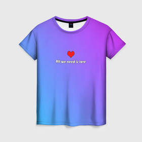 Женская футболка 3D с принтом bright love в Екатеринбурге, 100% полиэфир ( синтетическое хлопкоподобное полотно) | прямой крой, круглый вырез горловины, длина до линии бедер | love | градиент | девушке | любовь | подарок