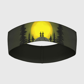 Повязка на голову 3D с принтом Шокированный пришелец в лесу ,  |  | лес | летающая тарелка | нло | ночь | пришелец | фантастика