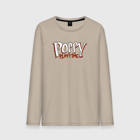 Мужской лонгслив хлопок с принтом PoppyPlaytime Logo в Санкт-Петербурге, 100% хлопок |  | logo | poppy playtime | игра poppyplaytime | лого | поппи плейтайм
