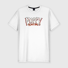 Мужская футболка хлопок Slim с принтом PoppyPlaytime Logo в Новосибирске, 92% хлопок, 8% лайкра | приталенный силуэт, круглый вырез ворота, длина до линии бедра, короткий рукав | logo | poppy playtime | игра poppyplaytime | лого | поппи плейтайм