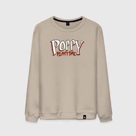 Мужской свитшот хлопок с принтом PoppyPlaytime Logo в Тюмени, 100% хлопок |  | logo | poppy playtime | игра poppyplaytime | лого | поппи плейтайм