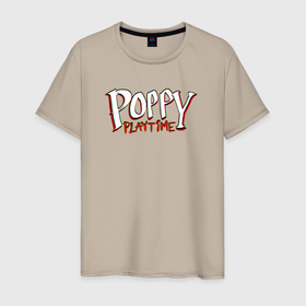 Мужская футболка хлопок с принтом PoppyPlaytime Logo в Курске, 100% хлопок | прямой крой, круглый вырез горловины, длина до линии бедер, слегка спущенное плечо. | logo | poppy playtime | игра poppyplaytime | лого | поппи плейтайм