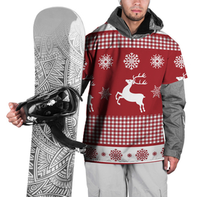 Накидка на куртку 3D с принтом Узор с оленями в Курске, 100% полиэстер |  | background | christmas | deer | holiday | new year | pattern | snowflakes | новый год | олени | праздник | рождество | снежинки | узор | фон