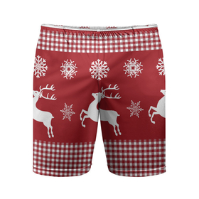 Мужские шорты спортивные с принтом Узор с оленями в Тюмени,  |  | background | christmas | deer | holiday | new year | pattern | snowflakes | новый год | олени | праздник | рождество | снежинки | узор | фон