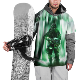 Накидка на куртку 3D с принтом Chernobylite Человек в противогазе наготове в Новосибирске, 100% полиэстер |  | chernobylite | катастрофа | лес | противогаз | черобыль