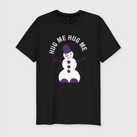 Мужская футболка хлопок Slim с принтом Снеговик 2022 в Новосибирске, 92% хлопок, 8% лайкра | приталенный силуэт, круглый вырез ворота, длина до линии бедра, короткий рукав | ведро | ёлка | зима | морковь | новый год 2023 | праздник 2022 | снег | снеговики | хлопушки