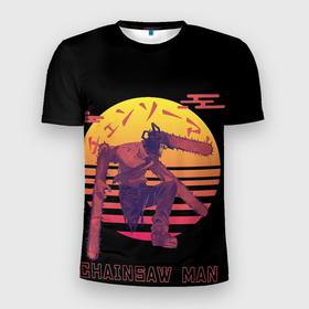 Мужская футболка 3D Slim с принтом Chainsaw Man Человек бензопила нападает в Белгороде, 100% полиэстер с улучшенными характеристиками | приталенный силуэт, круглая горловина, широкие плечи, сужается к линии бедра | chainsaw man | бензопила | дэндзи | потита | человекбензопила