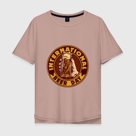 Мужская футболка хлопок Oversize с принтом День пивного живота в Тюмени, 100% хлопок | свободный крой, круглый ворот, “спинка” длиннее передней части | арт | иллюстрация | кружка