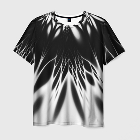Мужская футболка 3D с принтом Белый и черный   коллекция Лучи   Хуф и Ся в Белгороде, 100% полиэфир | прямой крой, круглый вырез горловины, длина до линии бедер | 