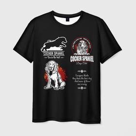 Мужская футболка 3D с принтом Собака Кокер Спаниель в Санкт-Петербурге, 100% полиэфир | прямой крой, круглый вырез горловины, длина до линии бедер | cocker spaniel | dog spaniel | k | английский спаниель | год собаки | друг человека | животное | зверь | кавалер спаниель | кинг чарльз спаниель | кинолог | кокер спаниель | охотничья собака | пёс