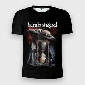 Мужская футболка 3D Slim с принтом Время уходит LOG , 100% полиэстер с улучшенными характеристиками | приталенный силуэт, круглая горловина, широкие плечи, сужается к линии бедра | alternative | lamb of god | log | metall | music | rock | альтернатива | ламб оф гад | ламб оф год | металл | музыка | рок
