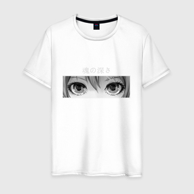 Мужская футболка хлопок с принтом Аnime LOVELY EYES в Санкт-Петербурге, 100% хлопок | прямой крой, круглый вырез горловины, длина до линии бедер, слегка спущенное плечо. | анимэ | взгляд | глаза | иероглиф | мультики