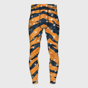 Мужские тайтсы 3D с принтом Новогодняя шкура тигра ,  |  | 2022 | новый год | оранжевый | полосатый | полоски | полосы | снег | снежинки | тгриный | тигр