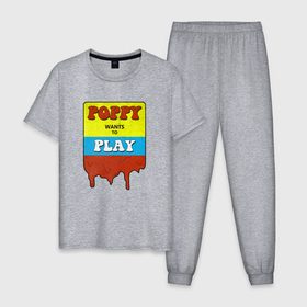 Мужская пижама хлопок с принтом Poppy wants to play | POPPY PLAYTIME в Санкт-Петербурге, 100% хлопок | брюки и футболка прямого кроя, без карманов, на брюках мягкая резинка на поясе и по низу штанин
 | playtime | poppy | поппи | поппи плейтайм