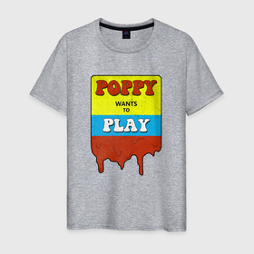 Мужская футболка хлопок с принтом Poppy wants to play | POPPY PLAYTIME , 100% хлопок | прямой крой, круглый вырез горловины, длина до линии бедер, слегка спущенное плечо. | playtime | poppy | поппи | поппи плейтайм