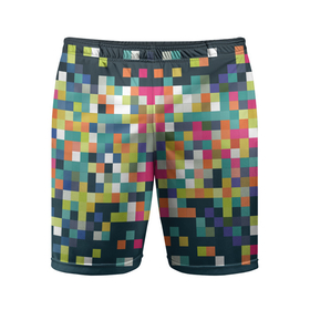 Мужские шорты спортивные с принтом Пикселизация в Новосибирске,  |  | Тематика изображения на принте: pixel | квадраты | пикселы | текстура | точки | элиз