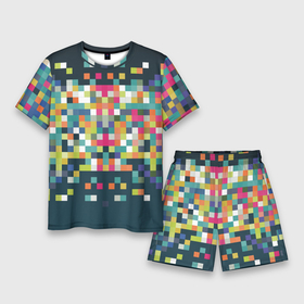 Мужской костюм с шортами 3D с принтом Пикселизация в Курске,  |  | pixel | квадраты | пикселы | текстура | точки | элиз