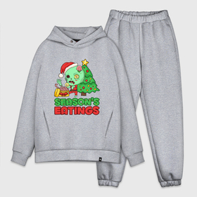 Мужской костюм хлопок OVERSIZE с принтом Christmas Zombie в Курске,  |  | art | brains | christmas | gift | holiday | new year | tree | zombie | арт | елка | зомби | мозги | новый год | подарок | праздник | рождество