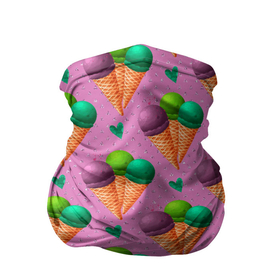 Бандана-труба 3D с принтом Мороженое шарики в Белгороде, 100% полиэстер, ткань с особыми свойствами — Activecool | плотность 150‒180 г/м2; хорошо тянется, но сохраняет форму | десерт | мороженое | радость | сладость | шоколад