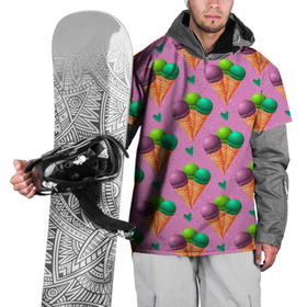 Накидка на куртку 3D с принтом Мороженое шарики , 100% полиэстер |  | Тематика изображения на принте: десерт | мороженое | радость | сладость | шоколад