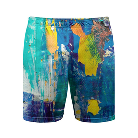 Мужские шорты спортивные с принтом Краской по ткани в Петрозаводске,  |  | абстракция | брызги | живопись | краски | маски краски