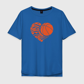 Мужская футболка хлопок Oversize с принтом Баскетбольное сердце , 100% хлопок | свободный крой, круглый ворот, “спинка” длиннее передней части | Тематика изображения на принте: ball | basketball | heart | sport | баскетбол | баскетболисту | баскетбольный мяч | валентинка | мяч | сердце | спорт