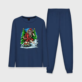 Мужская пижама хлопок (с лонгсливом) с принтом Санта на скейте   Skateboarding Santa в Екатеринбурге,  |  | christmas | santa | skateboard | дед мороз | елка | зима | новый год | рождество | санта | скейт | снег | снежинка