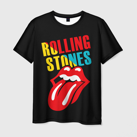 Мужская футболка 3D с принтом Роллинг Стоунз | Rolling Stones в Екатеринбурге, 100% полиэфир | прямой крой, круглый вырез горловины, длина до линии бедер | heavy metal | metal | rock | rolling | rolling stones | stones | trash metal | губы | квартет | метал | рок | рок группа | рок группы | роллинг стоунз | трэш метал | хеви метал | язык
