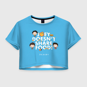 Женская футболка Crop-top 3D с принтом Парни из Friends в Санкт-Петербурге, 100% полиэстер | круглая горловина, длина футболки до линии талии, рукава с отворотами | 