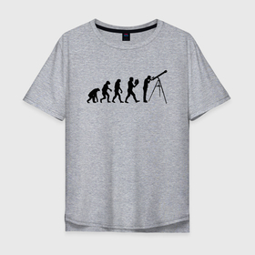 Мужская футболка хлопок Oversize с принтом Astroevolution V в Санкт-Петербурге, 100% хлопок | свободный крой, круглый ворот, “спинка” длиннее передней части | астрономия | космос | наука | телесков | человек | эволюция