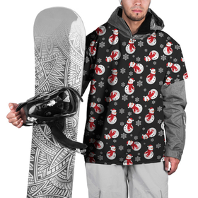 Накидка на куртку 3D с принтом Snowmen в Кировске, 100% полиэстер |  | background | christmas | new year | pattern | snow | snowman | texture | winter | xmas | новый год | рождество | снег | снеговик | снежинки | текстура | фон