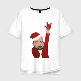 Мужская футболка хлопок Oversize с принтом Дед мороз ИВГПУ в Екатеринбурге, 100% хлопок | свободный крой, круглый ворот, “спинка” длиннее передней части | 2022 | дед мороз | ивгпу | новый год | политех | рождество | сочельник