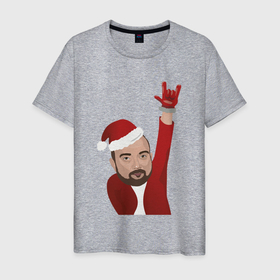 Мужская футболка хлопок с принтом Дед мороз ИВГПУ в Екатеринбурге, 100% хлопок | прямой крой, круглый вырез горловины, длина до линии бедер, слегка спущенное плечо. | Тематика изображения на принте: 2022 | дед мороз | ивгпу | новый год | политех | рождество | сочельник